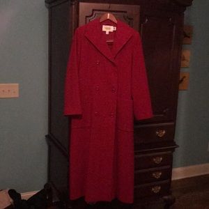 Long red wool coat